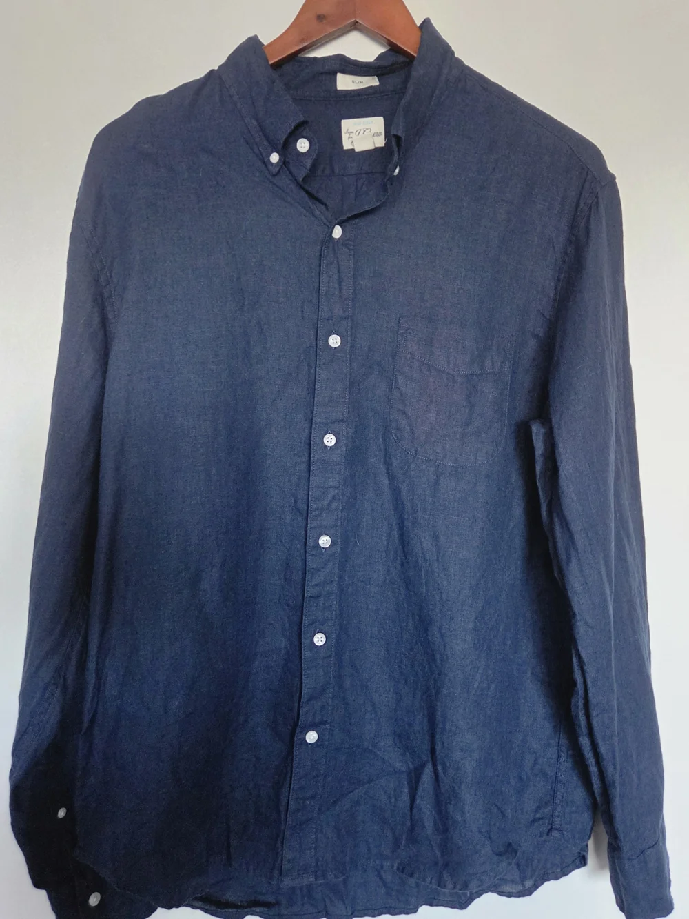 J. Crew Navy Button-Down Linen Shirt
